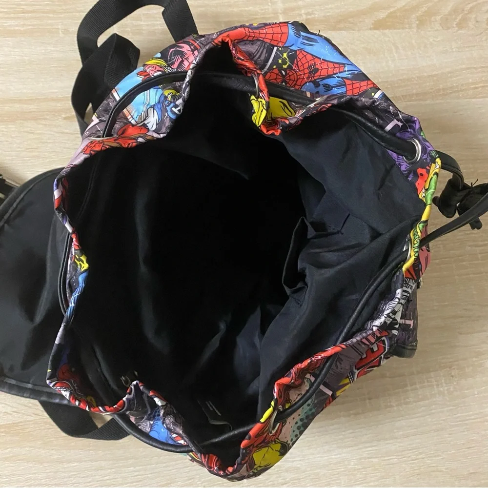 Marvel Avengers Comic Backpack Knapsack Drawstring Spiderman Hulk Iron Man NWOT